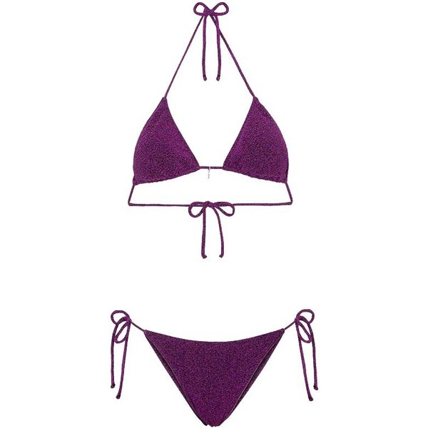 Effek Bikini Triangolo con Slip Regolabile Lurex Fucsia Donna M