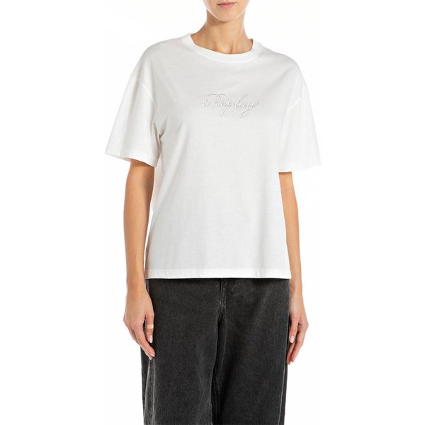 Replay T-Shirt Logo Bianco Donna M