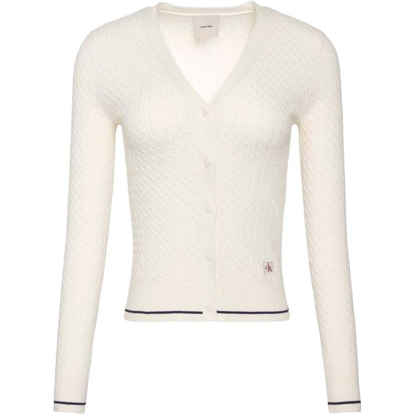 Calvin Klein Cardigan In Maglia Maniche Lunghe Bianco Donna S