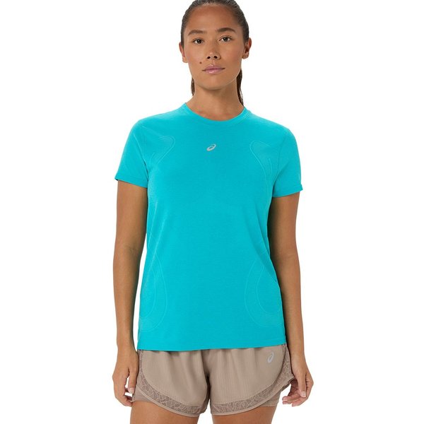 Asics T-Shirt Running Road Seamless Energy Aqua Donna M