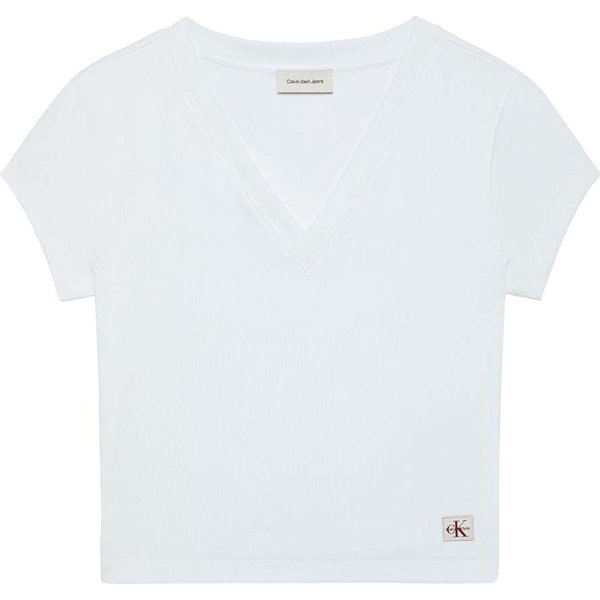 Calvin Klein Cropped T-Shirt Rib Bianco Donna S