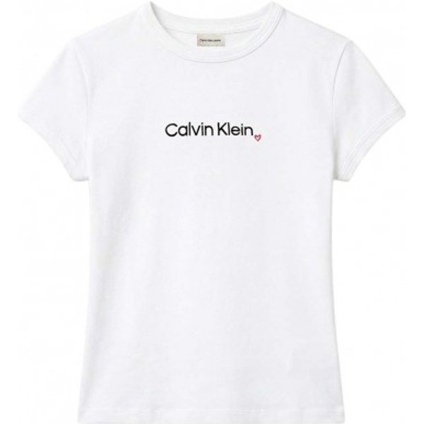 Calvin Klein T-Shirt Slim Fit Heart Logo Bianco Donna M