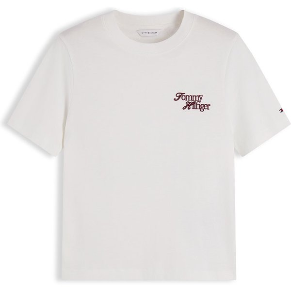 Tommy Hilfiger T-Shirt Script New Reg Bianco Donna S