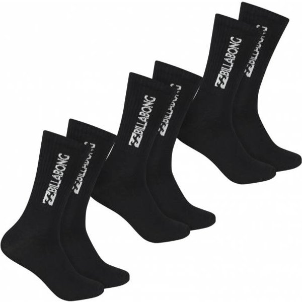 Billabong Unisex Crew Tennis Calcetines 3 Pares Negro BG-02 Crew-image