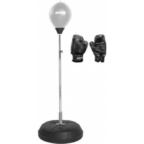 Sportinator Supporto Da Boxe Con Punching Ball, Allenatore Di Boxe In Piedi Con Pera Da Boxe E Guantoni Da Boxe Grigi-image