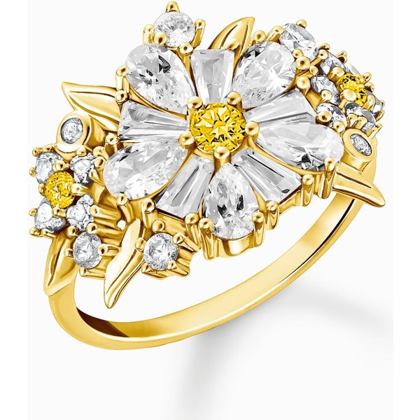 Thomas Sabo TR2335-414-4-54 Cocktailring Blume Mit Steinen Vergoldet Damen-image