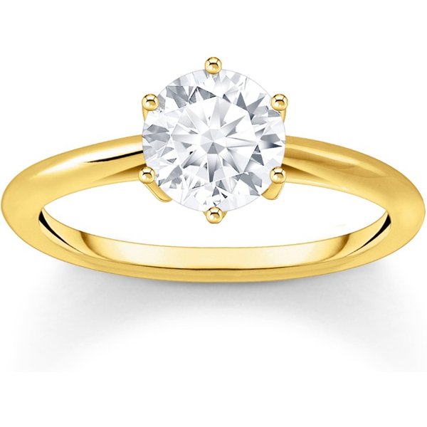 Thomas Sabo TR2474-414-14-56 Vergoldeter Ring Mit WeißEm Stein Im Brillantschliff Damen-image
