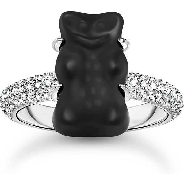 Thomas Sabo TR2478-052-11-56 Silberner Ring Mit Schwarzem GoldbäRen Und Zirkonia Damen-image