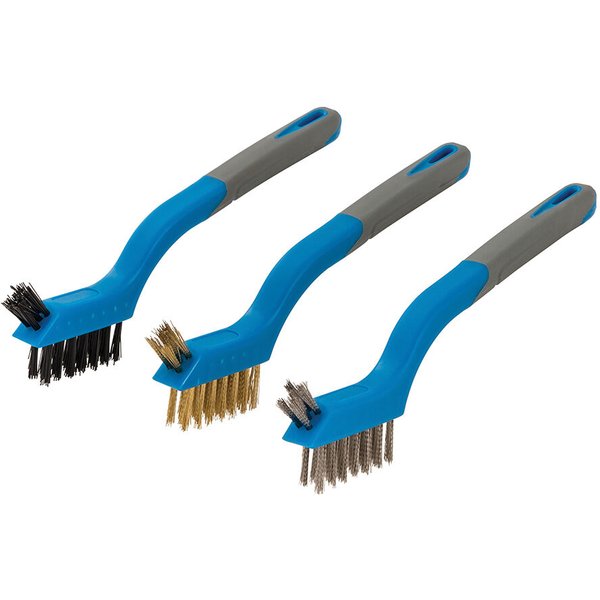 Mini-Drahtbürsten Set 3-tlg. Nylon, Messing und Edelstahl Bürsten