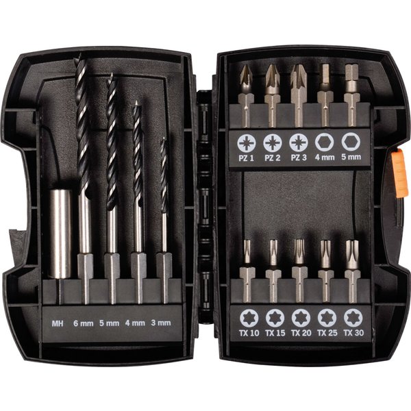 Projahn Bohrer Bit Box 15-Tlg. Holzbohrer Mit E 6.3 Schaft Ø 3, 4, 5, 6 Mm Bits: Pz, Tx-image