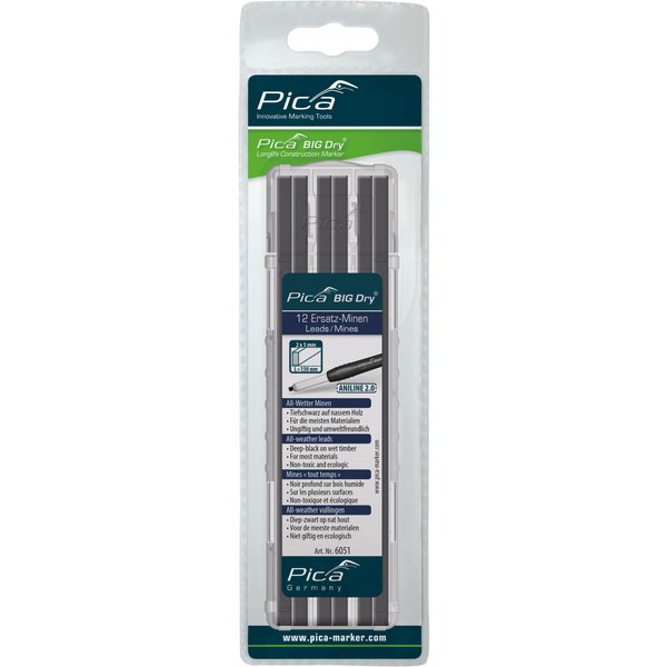 Pica BIG Dry 12 x Ersatzminen ANILINE 2.0 All-Wetter Graphit