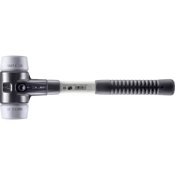 HALDER SIMPLEX Schonhammer Ø 60 mm TPE-mid grau mit verstärkem Tempergussgehäuse und Fiberglasstiel