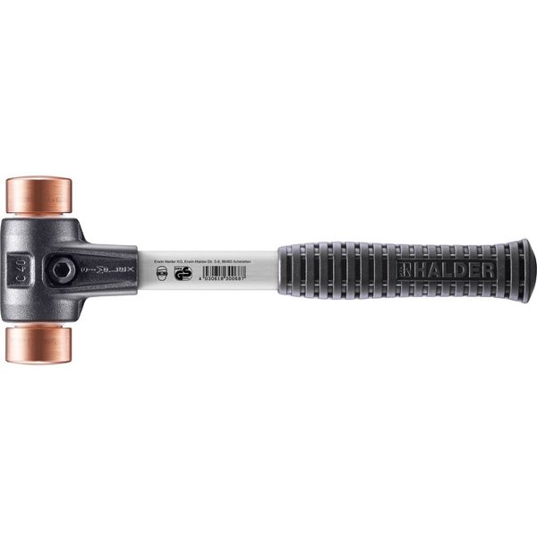 HALDER SIMPLEX Schonhammer Ø 40 mm Kupfer mit verstärkem Tempergussgehäuse und Fiberglasstiel
