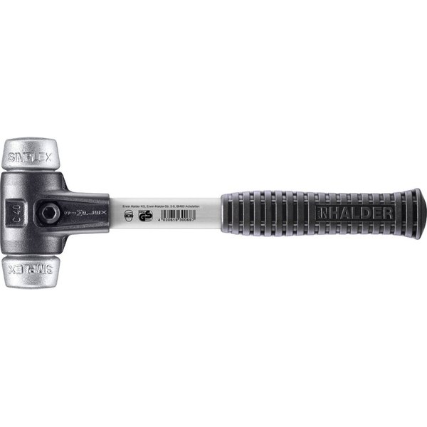 HALDER SIMPLEX Schonhammer Ø 40 mm Weichmetall mit verstärkem Tempergussgehäuse und Fiberglasstiel