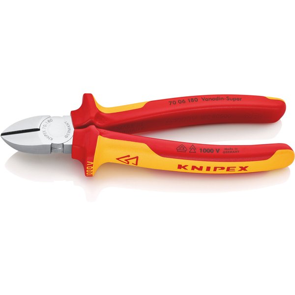 Knipex 70 06 180 Seitenschneider 180 Mm Vde Isoliert Verchromt Mit Mehrkomponenten-HüLlen-image