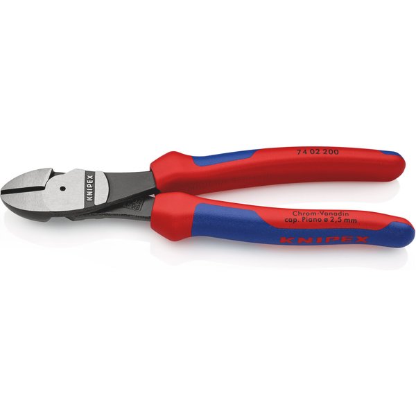 KNIPEX 74 02 200 Kraft-Seitenschneider 200 mm schwarz atramentiert poliert mit Mehrkomponenten-Hüllen