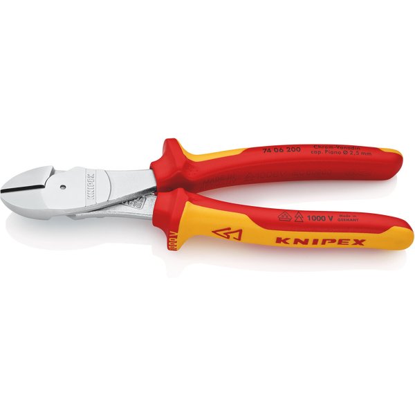 Knipex 74 06 200 Kraft-Seitenschneider 200 Mm Vde Isoliert Verchromt Mit Mehrkomponenten-HüLlen-image