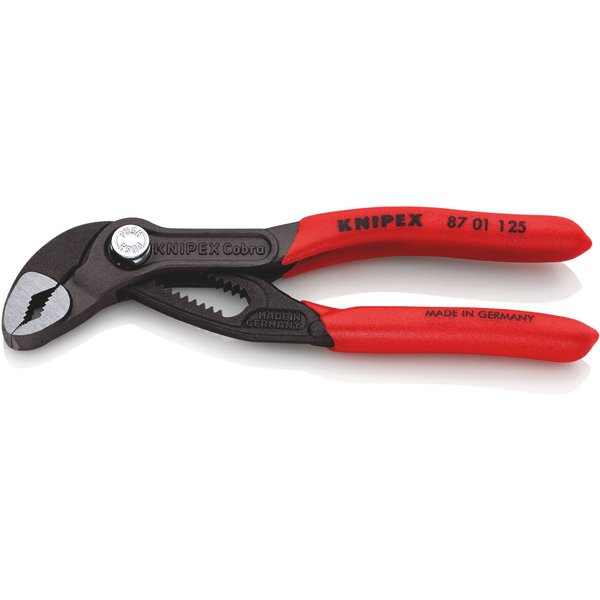 Knipex 87 01 125 Cobra® Hightech Wasserpumpenzange 125 Mm Poliert Mit Rutschhemmendem Kunststoff üBerzogen Grau Atramentiert-image