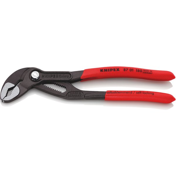 Knipex 87 01 180 Cobra® Hightech Wasserpumpenzange 180 Mm Poliert Mit Rutschhemmendem Kunststoff üBerzogen Grau Atramentiert-image