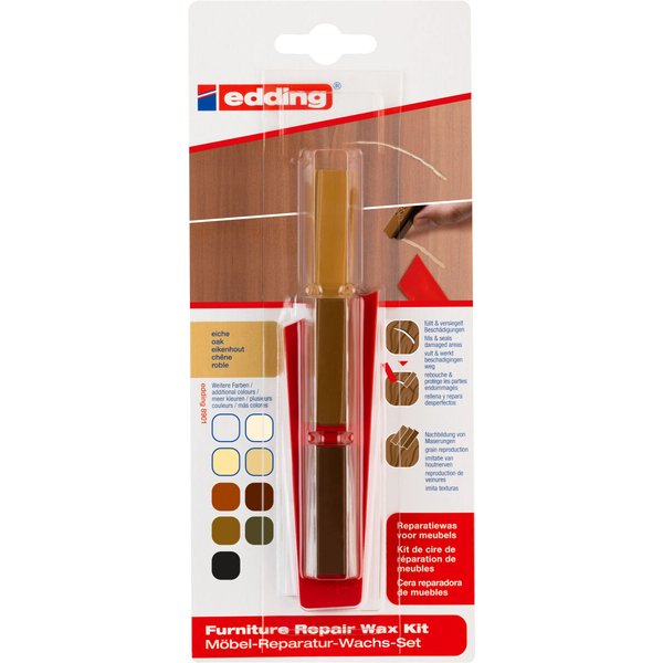 edding 8901 3 x Möbel-Reparatur-Wachs Farbe eiche Set