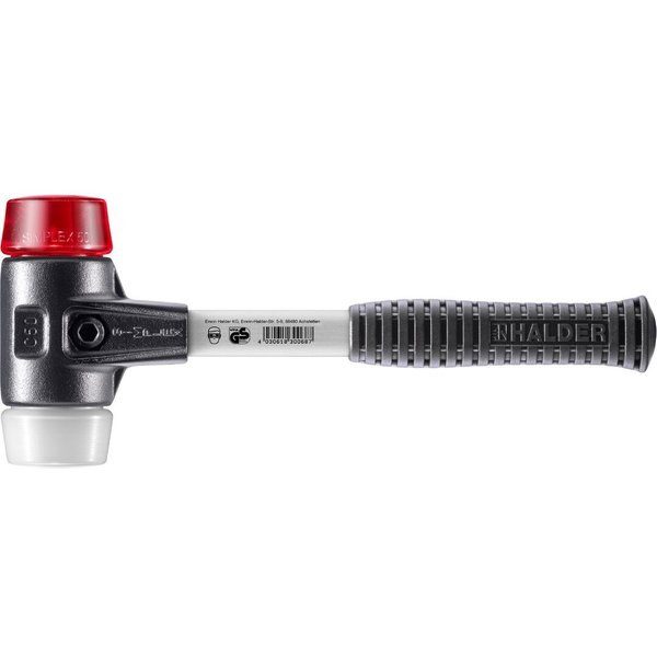 HALDER SIMPLEX Schonhammer Ø 50 mm Plastik rot / Superplastik mit verstärktem Tempergussgehäuse und Fiberglasstiel