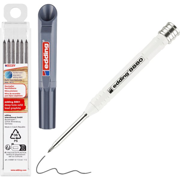 edding DIY Set Tiefloch Baumarker grafit mit 6 Ersatzminen | Gravur möglich