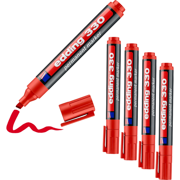 5 x edding 330 Permanentmarker rot im Set