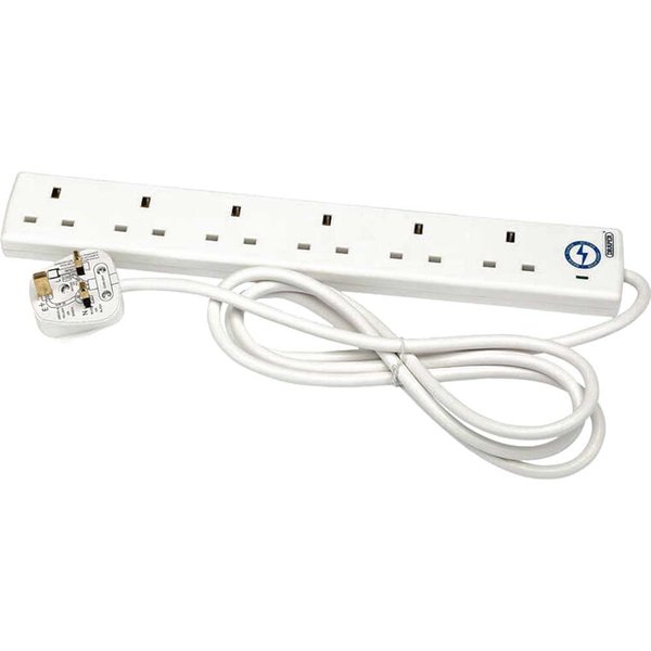 Draper 6 Socket Protected Extension Lead 240v 2m