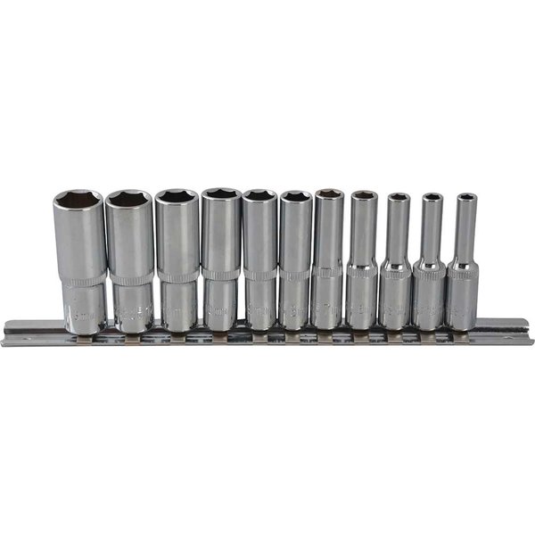 BlueSpot 11 Piece 1/4" Drive Deep Hex Socket Set Metric