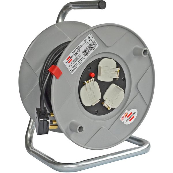 Brennenstuhl AK 260 Dust Protected 3 Socket Cable Extension Reel 240v 25m