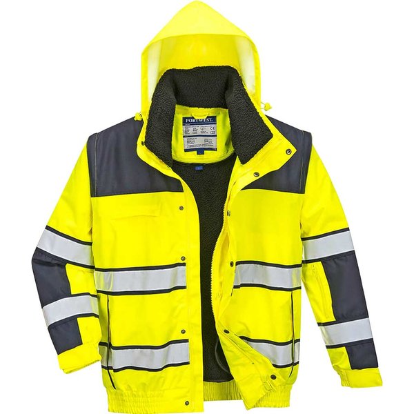 Oxford Weave 300D Hi Vis Classic Bomber Jacket Yellow / Navy XL