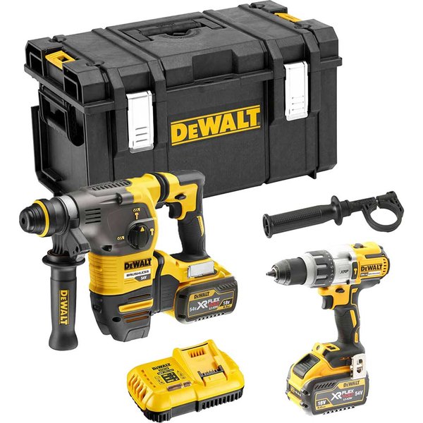 DeWalt DCK2033X2 54v XR Cordless Brushless FLEXVOLT SDS Hammer and Combi Drill Kit
