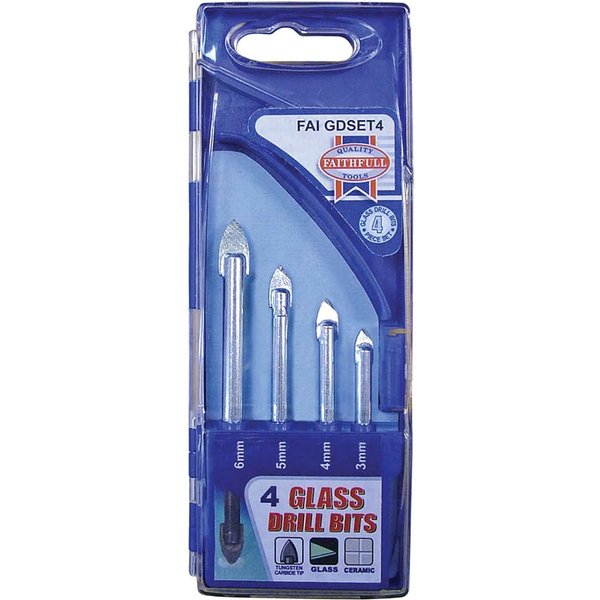 Faithfull 4 Piece Tile and Glass Drill Bit Set