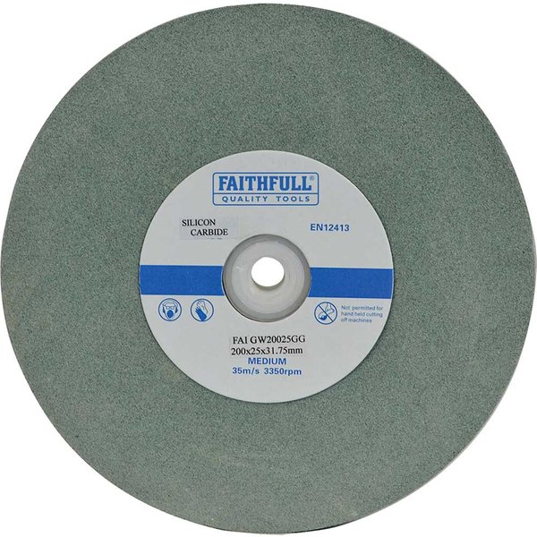 Faithfull Green Silicone Carbide Grinding Wheel 200mm 25mm Fine