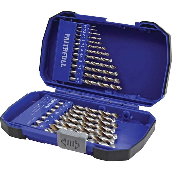 Faithfull 19 Piece HSSE M35 Cobalt Drill Bit Set Metric