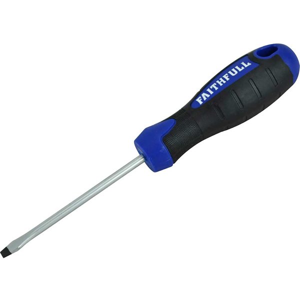 Faithfull Soft Grip Flared Slotted Tip Screwdriver 4mm 75mm