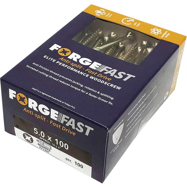 Forgefix Forgefast Pozi Wood Screw 5mm 100mm Pack of 100