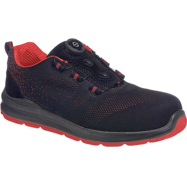 Portwest Compositelite Wire Lace Knit Safety Trainers Black / Red Size 4