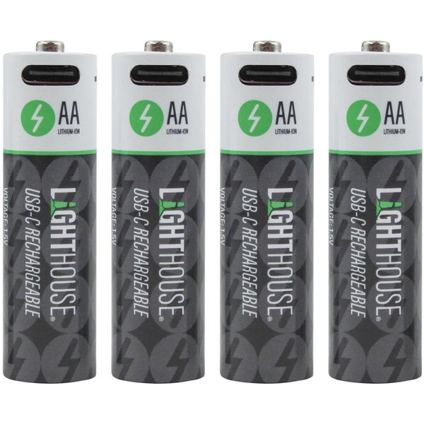 Lighthouse AA USB-C Rechargeable Li-ion Battery Pack of 4