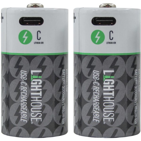 Lighthouse USB-C Rechargeable Li-ion C Cell Battery Pack of 2