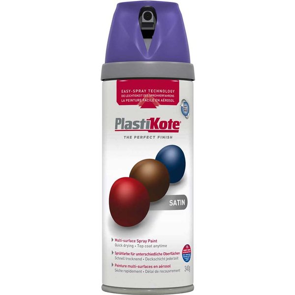 Plastikote Premium Satin Aerosol Spray Paint Sumptuious Purple 400ml