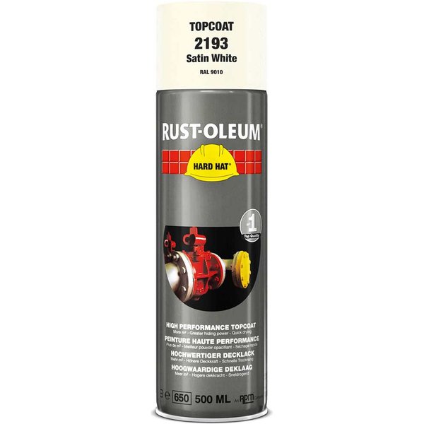 Rust Oleum Hard Hat Metal Spray Paint White Satin 500ml