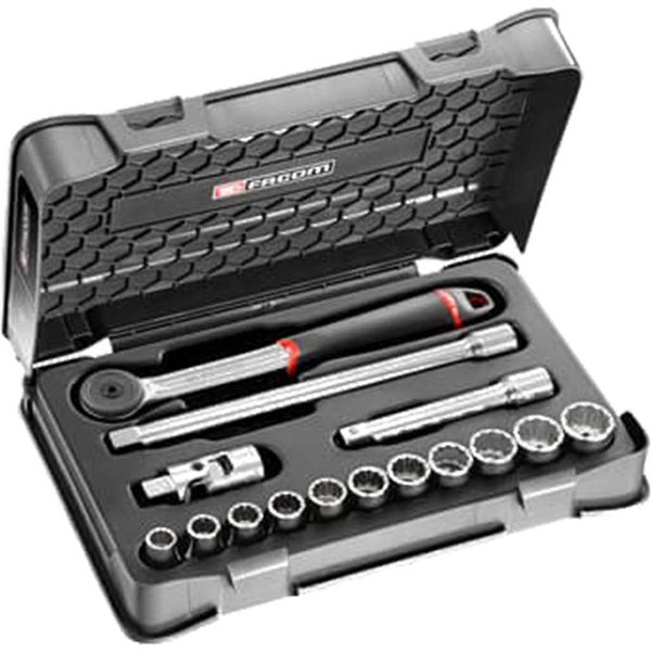 Facom S.161-1P12U 15 Piece 1/2" Drive Bi Hexagon SAE Socket Set