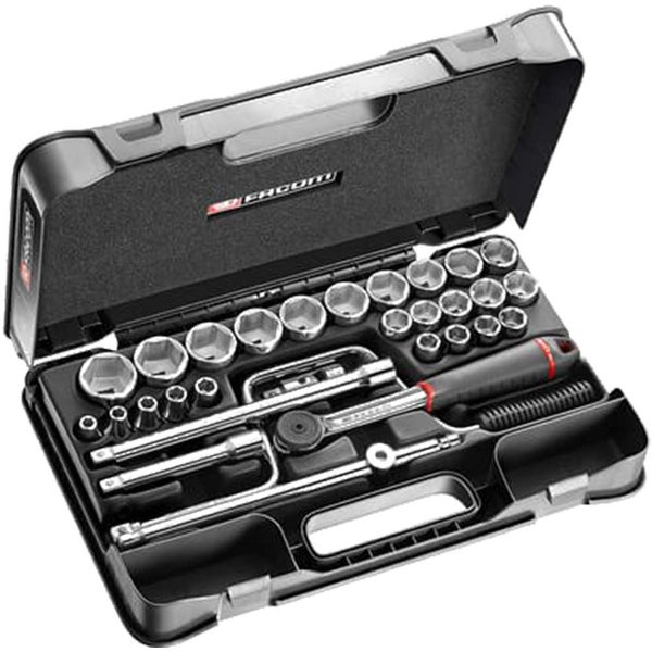 Facom 30 Piece 1/2" Drive Hexagon Socket Set Metric