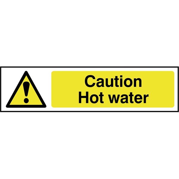 Caution Hot water - 1.2mm Recyclable PP 200 x 50mm 5116