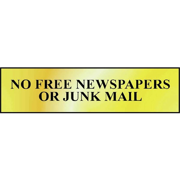 Scan Brass Effect No Free Newspapers Or Junk Mail Sign