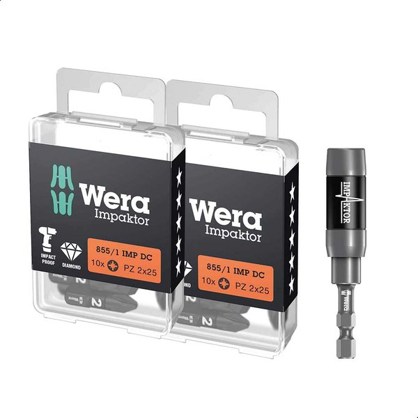 Wera 855/1 PZ 21 Piece Impaktor Pozi Screwdriver Bit Set