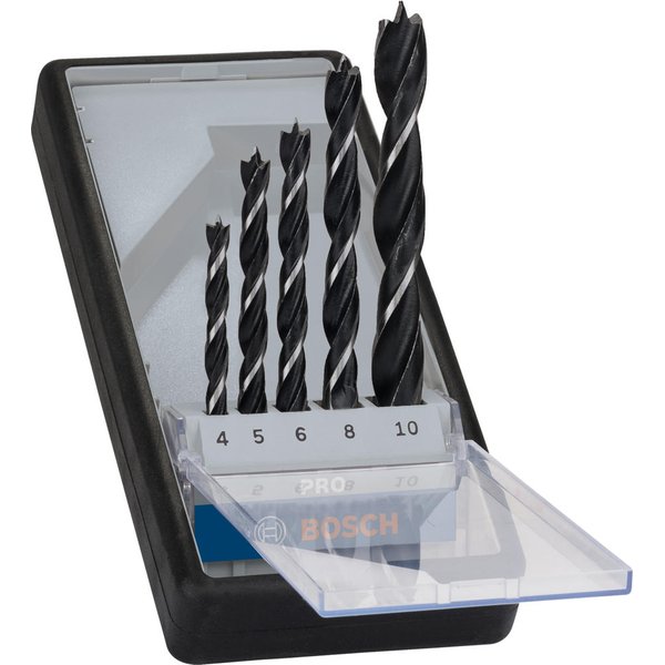 Bosch PRO 5 Piece Brad Point Wood Drill Bit Set