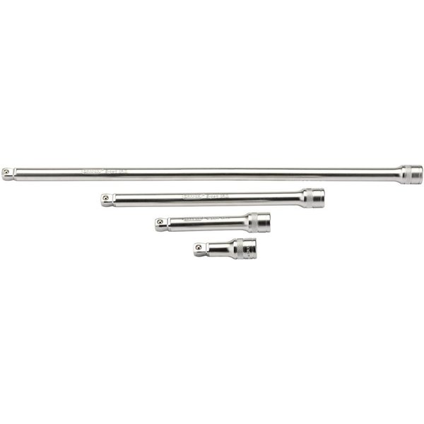 Draper 4 Piece 1/2" Square Drive Satin Chrome Wobble Extension Bar Set 1/2"