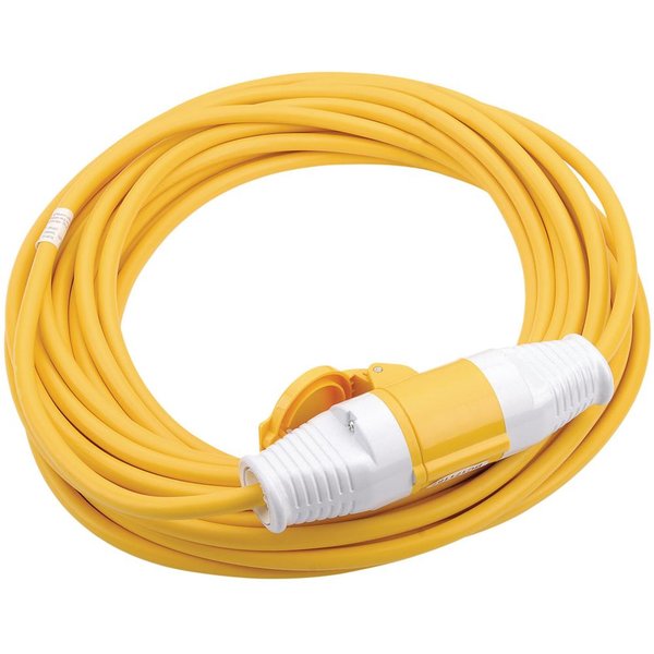 Draper Extension Trailing Lead 32 amp 2.5mm Yellow Cable 110v 14m